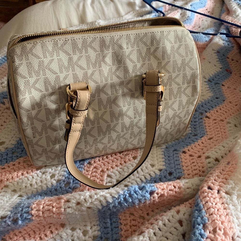 White monogrammed Michael Kors purse